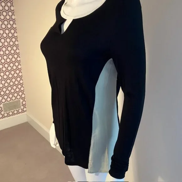 AIKO Black & White Top/Black leather back panel/Size XS - Picture 3 of 6